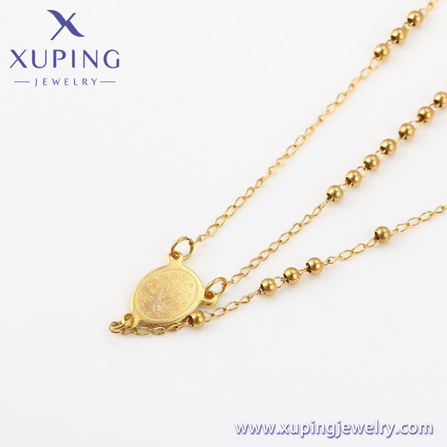 A00632832 xuping jewelry Religious Collection Luxury 24k Gold Plated Stainless Steel Rosary Necklace