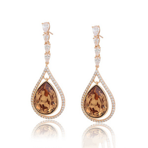 A00785496 xuping jewelry Amber Water Drop Pendant Diamond Fashion Luxury 18l Gold Plated Crystal Earrings