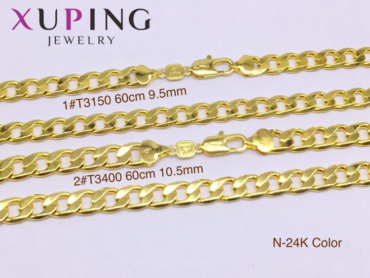 Xuping wholesale bulk cube jewelry nickel free plated 24k italian gold chain