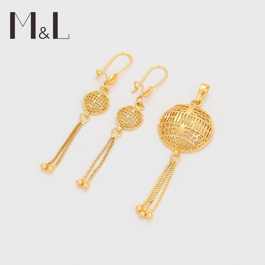 M&L-24 Xuping Jewelry 24k gold plating jewelry custom gold charm jewelry Advanced exquisite carved pattern circular set