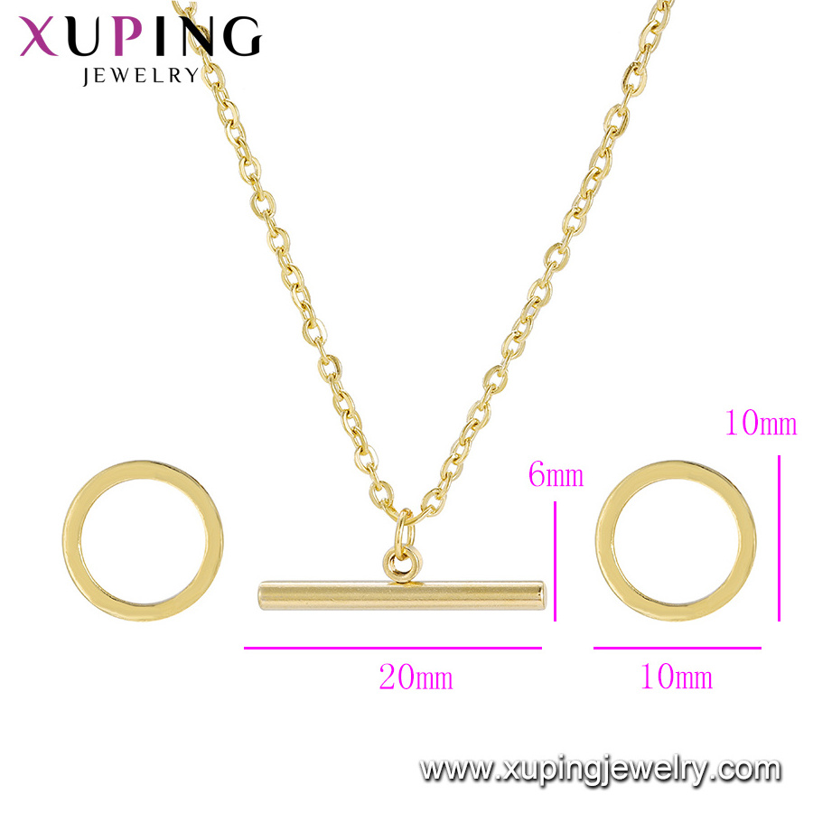 S-96 XUPING Stainless Steel Jewelry 24K Gold Color Simple Designed Women's Jewelry Set