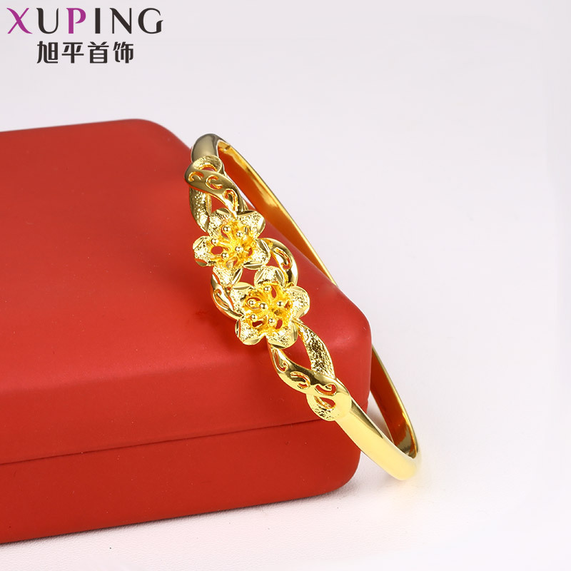 AL0007 xuping 24k gold plated flower fancy 6 gram copper alloy ladies brass bangles india vietnam saudi arabia jewelry