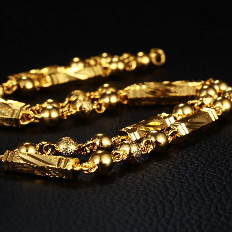 XL4211 xuping men bead saudi gold chain 24k+cadena oro 24k+plated gold 24k chain