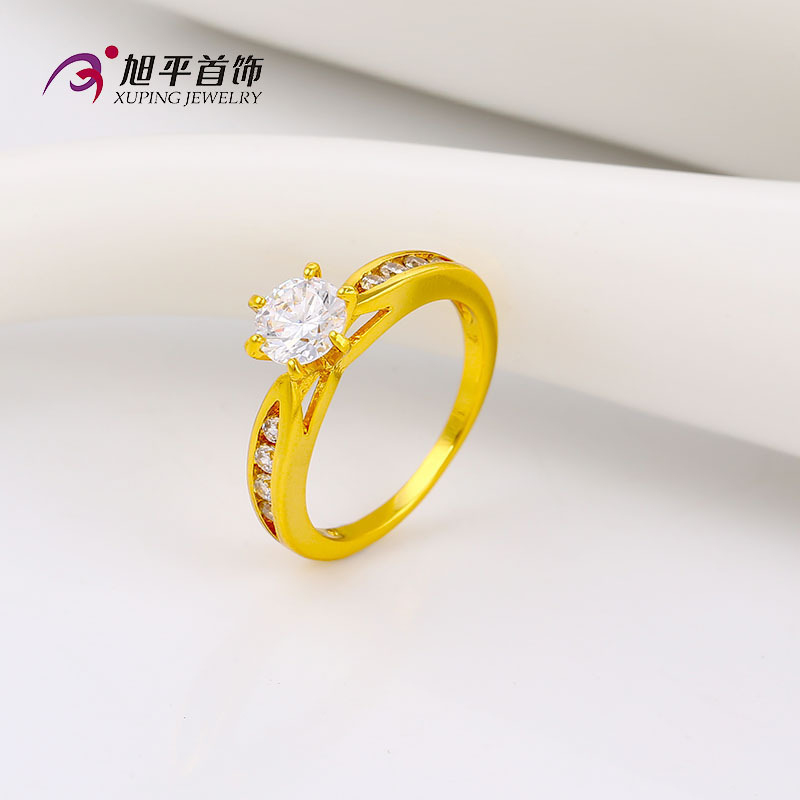 Wholesale cheap price Zircon single stone 24k gold plating costume jewellery ring