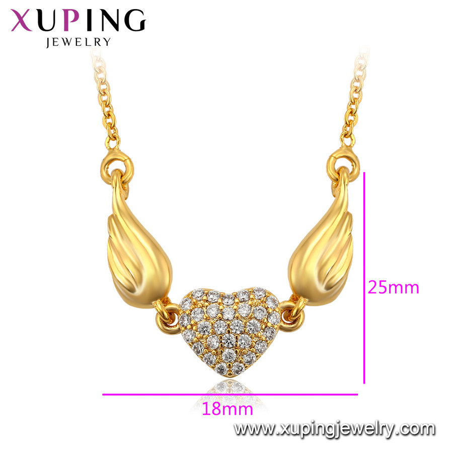 45654 xuping fashion 24K gold color jewelry Synthetic CZ pendent necklace jewelry fashionable heart shaped jewelry