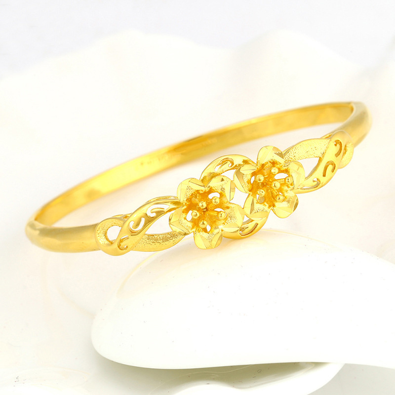 AL0007 xuping 24k gold plated flower fancy 6 gram copper alloy ladies brass bangles india vietnam saudi arabia jewelry