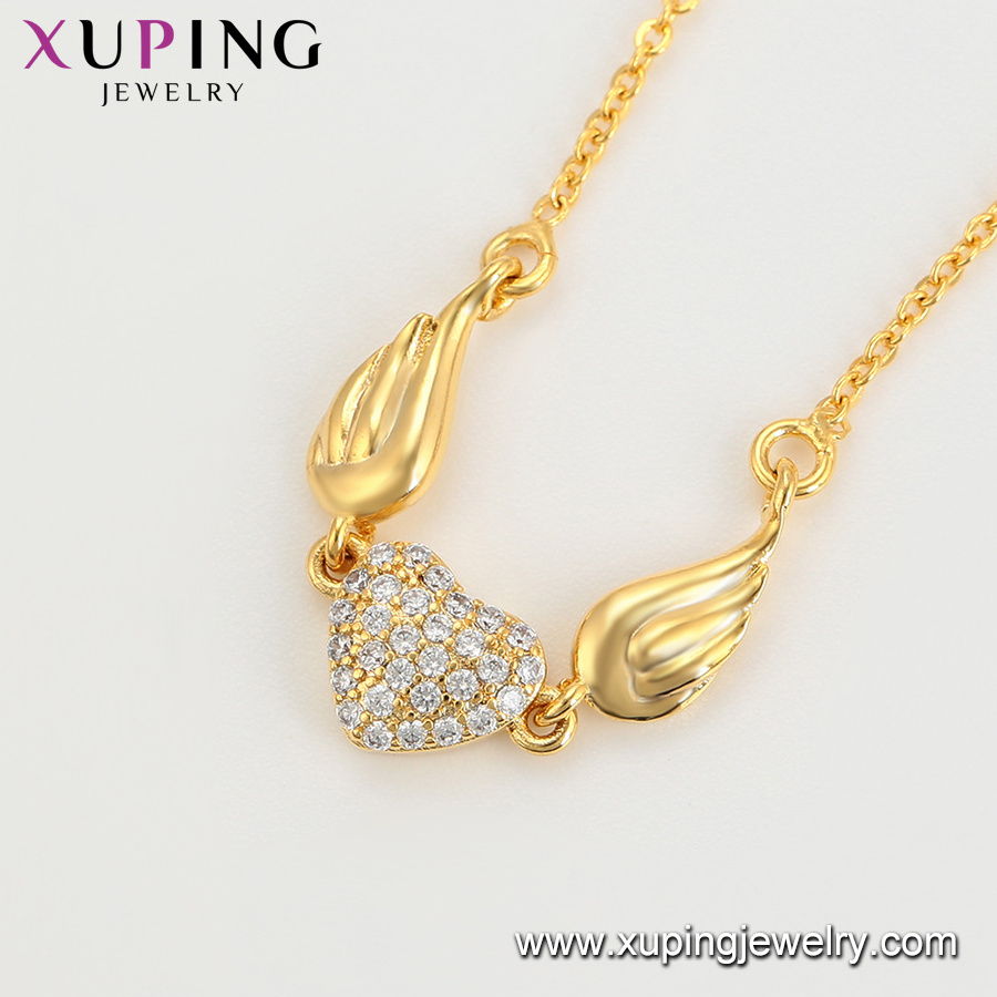 45654 xuping fashion 24K gold color jewelry Synthetic CZ pendent necklace jewelry fashionable heart shaped jewelry