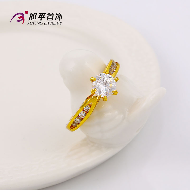 Wholesale cheap price Zircon single stone 24k gold plating costume jewellery ring