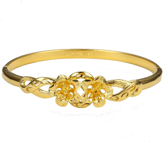 AL0007 xuping 24k gold plated flower fancy 6 gram copper alloy ladies brass bangles india vietnam saudi arabia jewelry