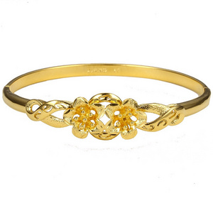 AL0007 xuping 24k gold plated flower fancy 6 gram copper alloy ladies brass bangles india vietnam saudi arabia jewelry