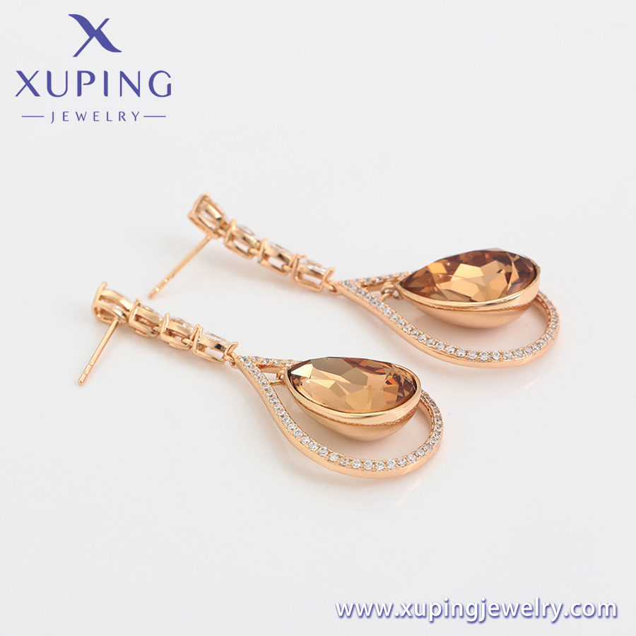 A00785496 xuping jewelry Amber Water Drop Pendant Diamond Fashion Luxury 18l Gold Plated Crystal Earrings