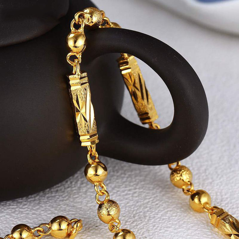 XL4211 xuping men bead saudi gold chain 24k+cadena oro 24k+plated gold 24k chain