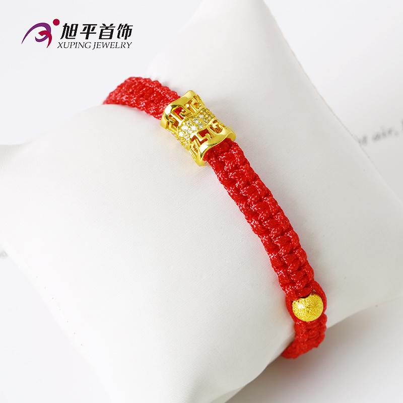 xuping costume jewelry 24k gold plated adjustable red rope beads colombian handmade bracelets for women