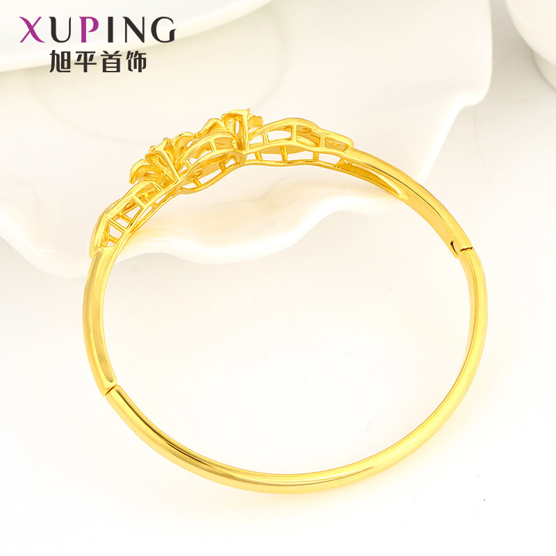 AL0007 xuping 24k gold plated flower fancy 6 gram copper alloy ladies brass bangles india vietnam saudi arabia jewelry