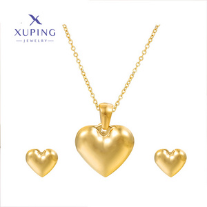 S-406 xuping jewelry 24K gold color fashion heart necklace set  Stainless Steel Jewelry women