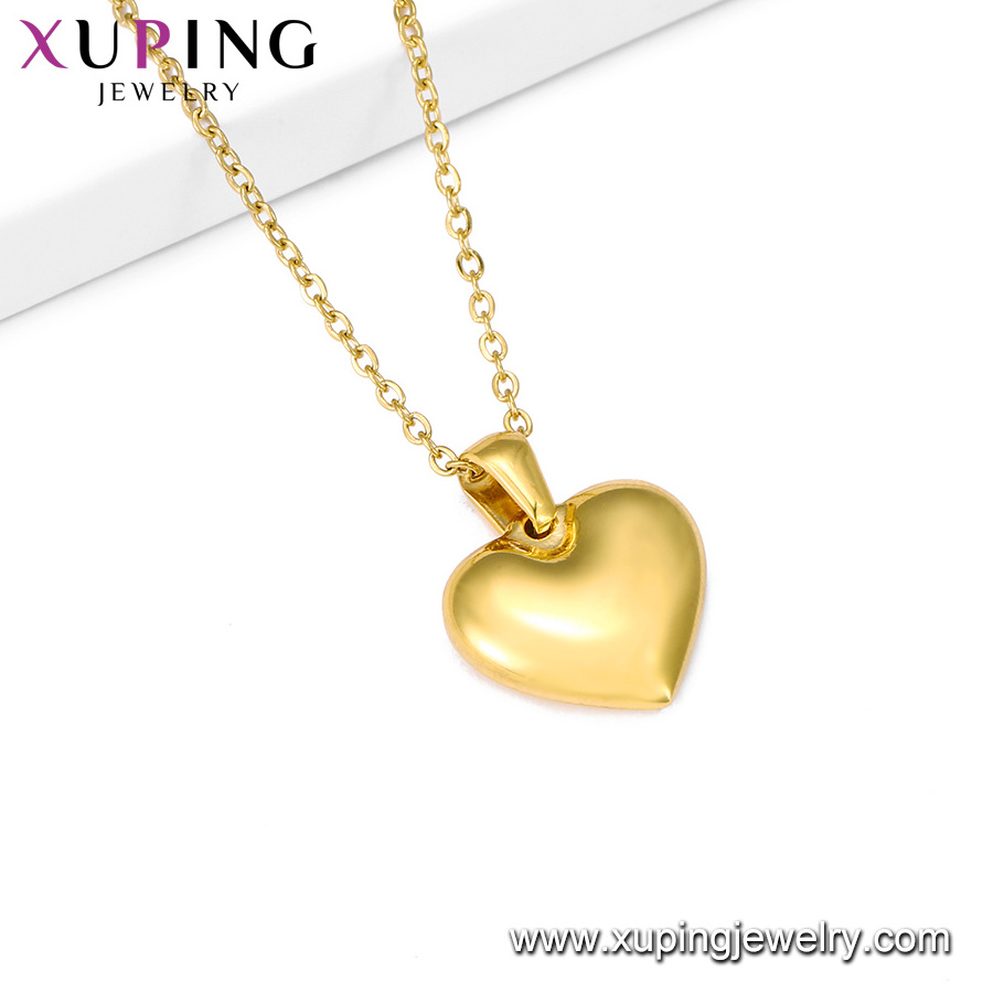 S-406 xuping jewelry 24K gold color fashion heart necklace set  Stainless Steel Jewelry women