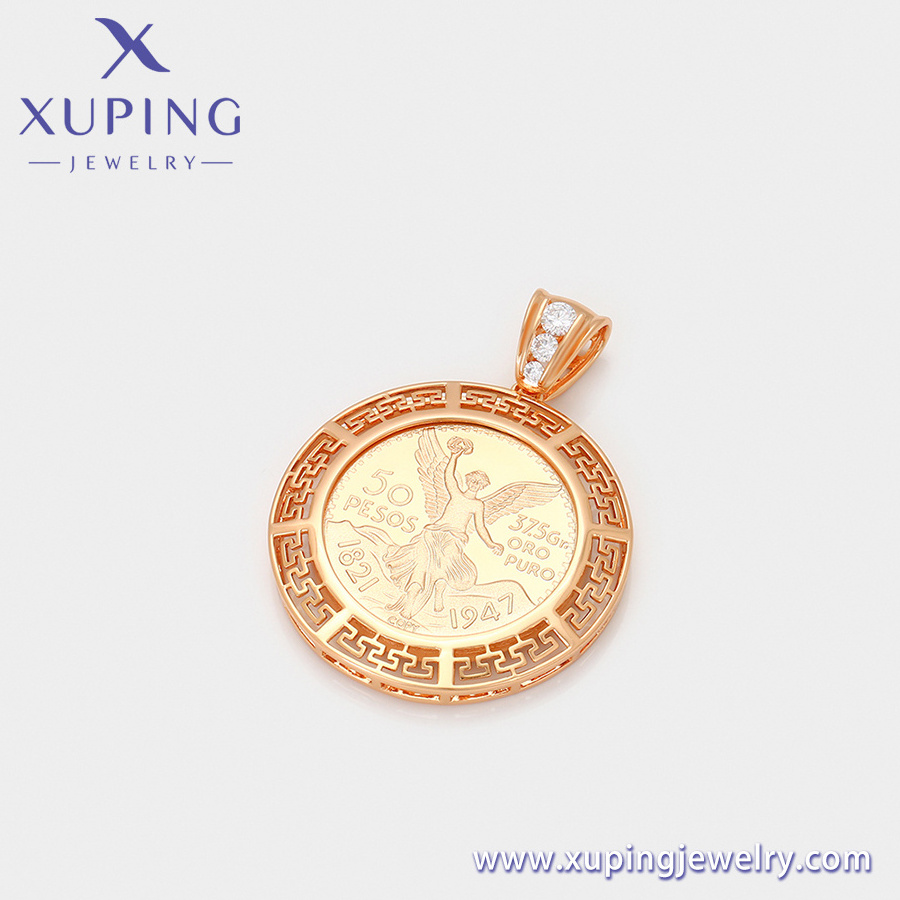 X000809804 XUPING Jewelry 18K Gold Plated Fashion Jewelry Mexico 50 Pesos Coin Pendants Unisex Hip Hop Charms For Chain Necklace