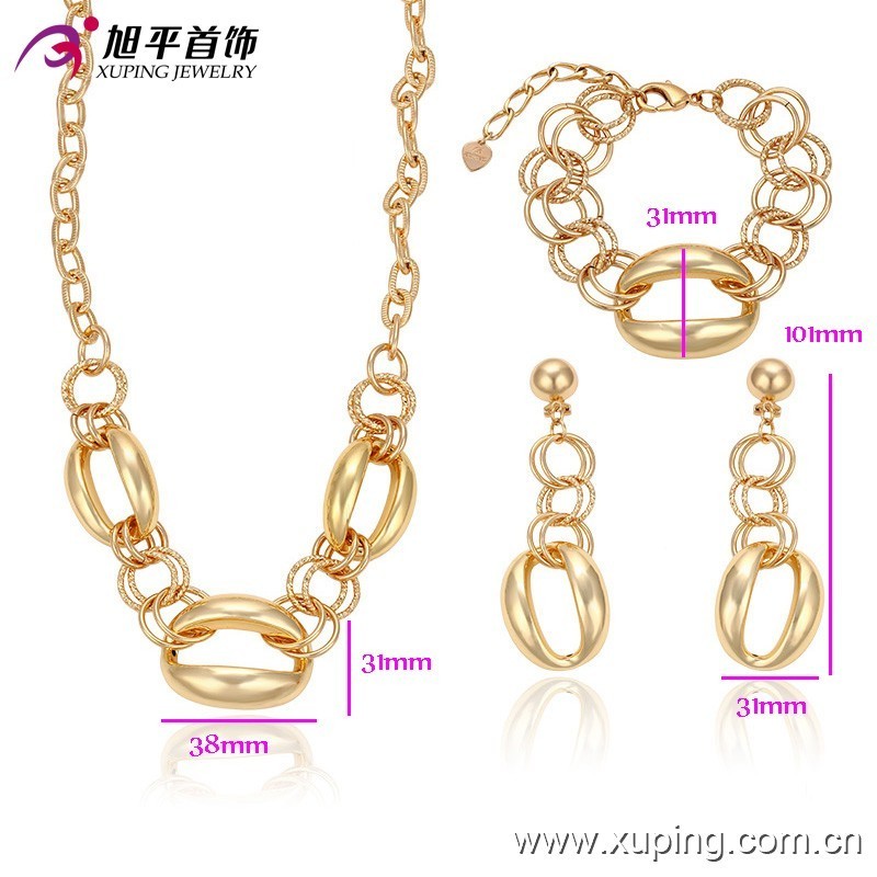 63235 Xuping African plates 18k full gold dubia fashion jewelry latest indian fashion jewellery set, indian jewellery