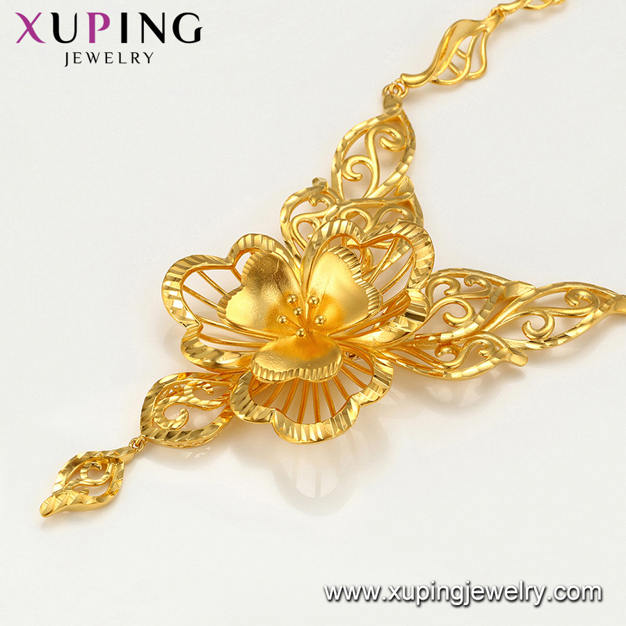 65951 XUPING 24K gold color Environmental Copper bride luminous Exhibition catwalk 3-pieces Luxury jewelry set african jewelry