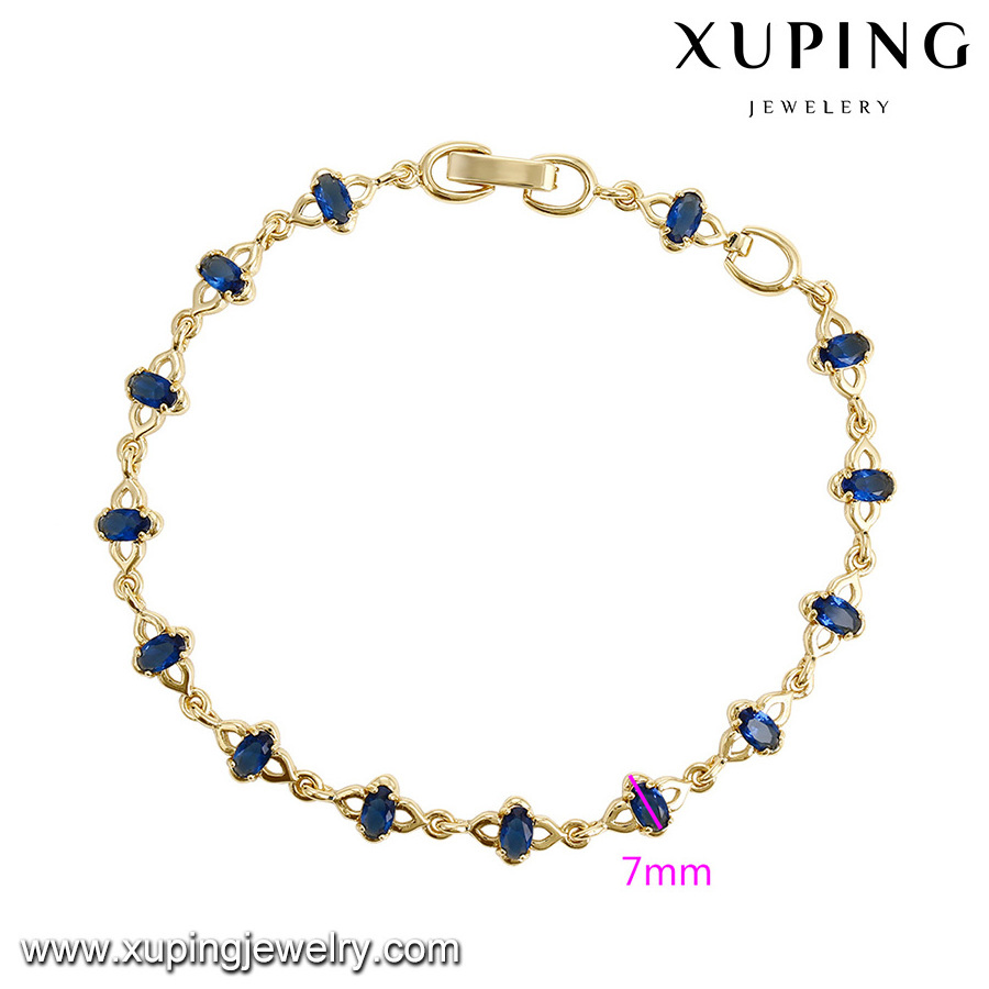 74854 Hot stylish design fine quality women jewelry 14k gold color elegant CZ stone chain bracelet