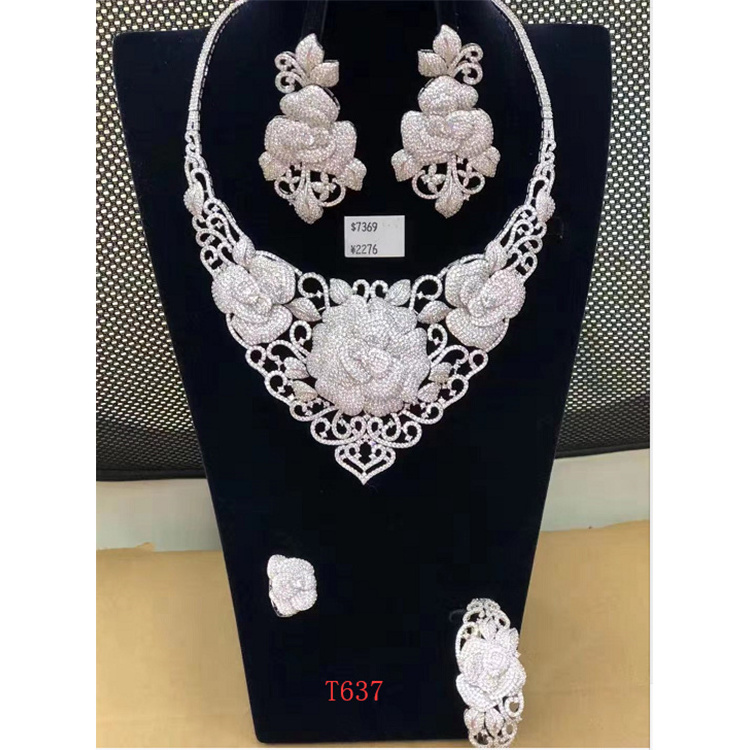 Set-109 Xuping new arrival copper women luxury jewellery rhodium plated bridal wedding jewelry set