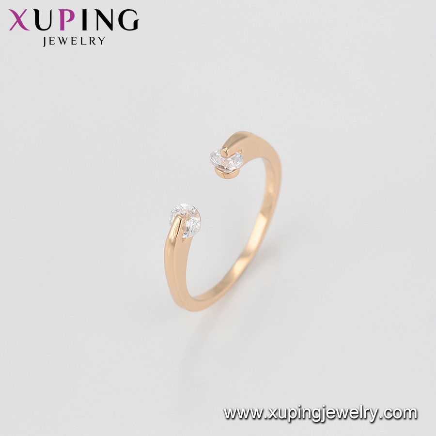 14977 Xuping hot sale cheap 18k gold plated stainless steel ring wholesale cuff jewelry with two stones