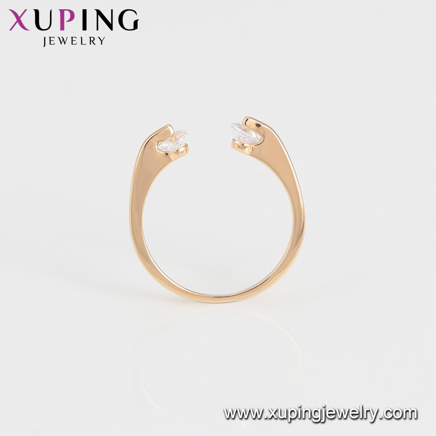 14977 Xuping hot sale cheap 18k gold plated stainless steel ring wholesale cuff jewelry with two stones