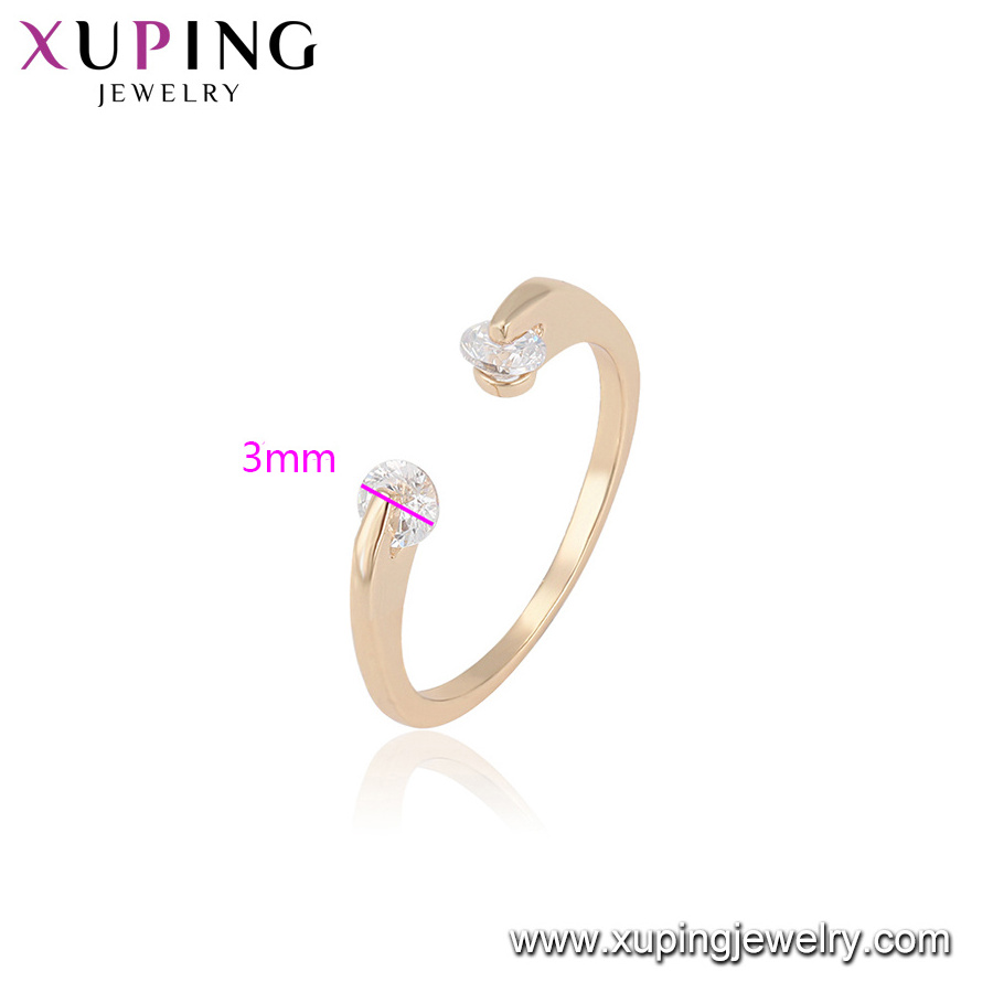 14977 Xuping hot sale cheap 18k gold plated stainless steel ring wholesale cuff jewelry with two stones