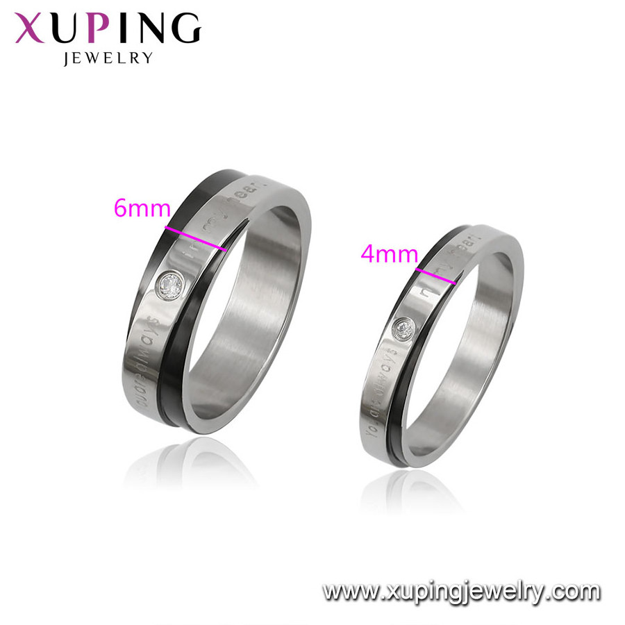 R-173 Xuping Jewelry popular carved honey words wedding and engagement stainless steel diamond ring set