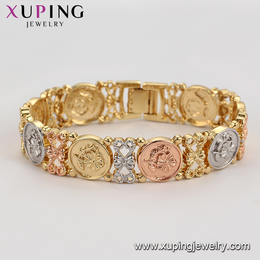 76335 xuping no stone fashion chain multicolor gold planted  flower copper bracelet for women