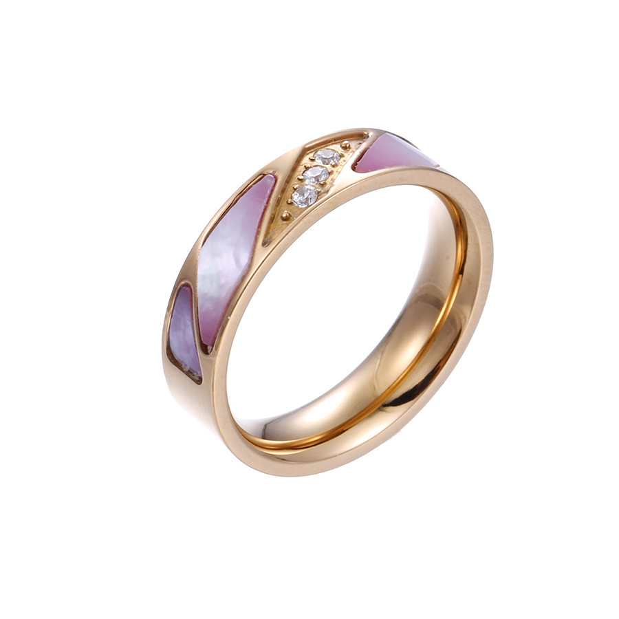 15119 xuping fashion stainless steel jewelry rose gold color synthetic zircon ring