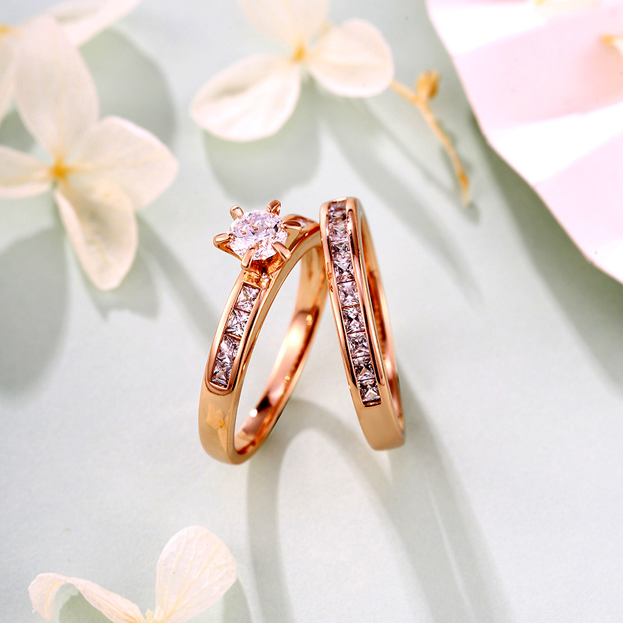 K-R001 XUPING Jewelry Bridal Lady Crystal Fashion Stone Jewelry Rings Couple 18K Gold Plated Gold Copper Jewelry Rings