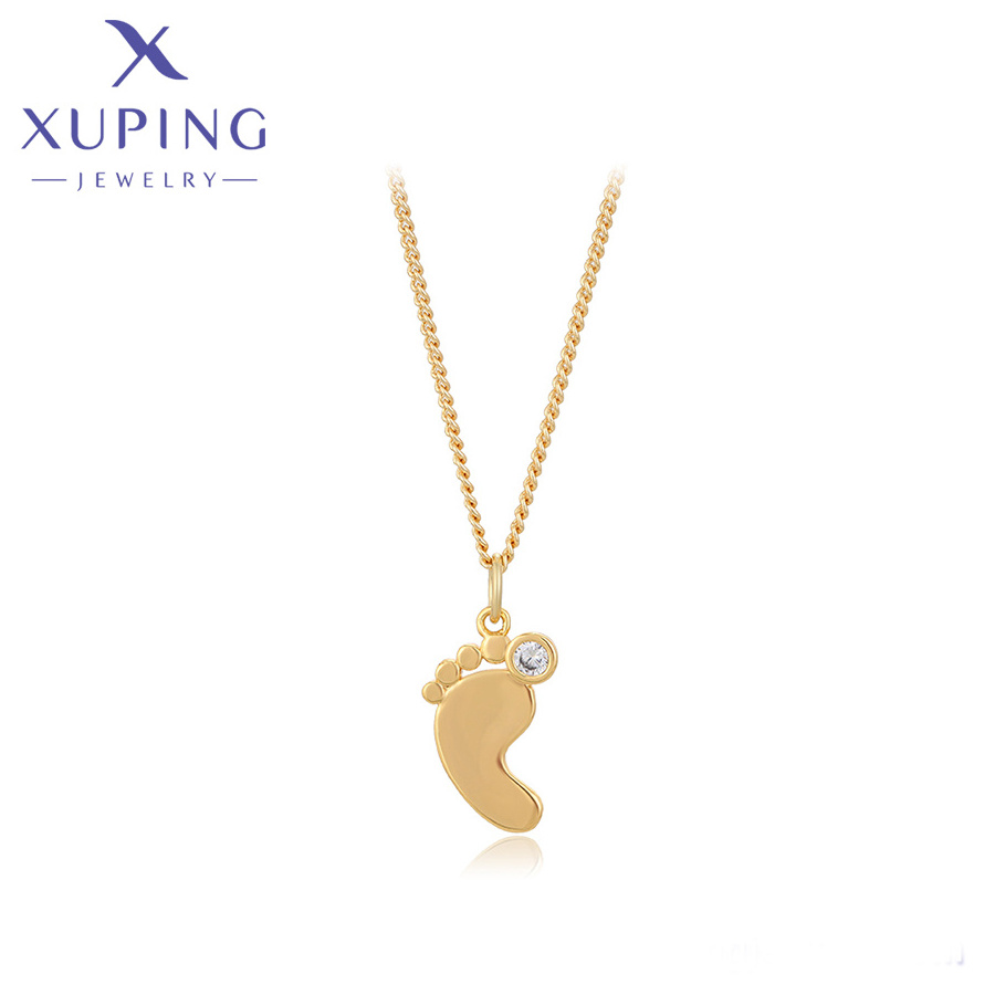 necklace-0178 XUPING Jewelry 14K gold color special  soles of foot special trendy popular pendant women necklaces