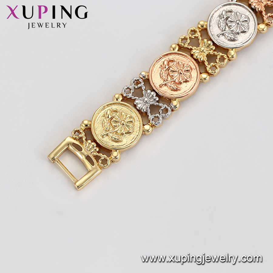 76335 xuping no stone fashion chain multicolor gold planted  flower copper bracelet for women