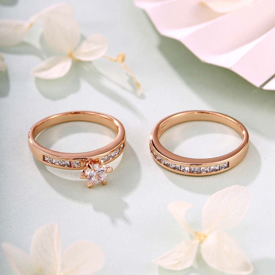 K-R001 XUPING Jewelry Bridal Lady Crystal Fashion Stone Jewelry Rings Couple 18K Gold Plated Gold Copper Jewelry Rings