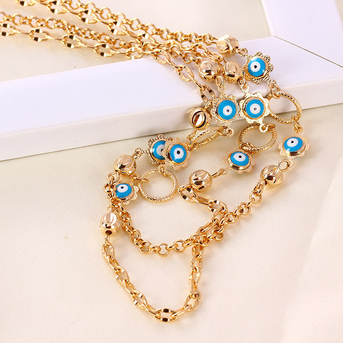 41313 wholesale china turkish jewelry accessories 18k delicate evil design eye gold plated jewelry necklace