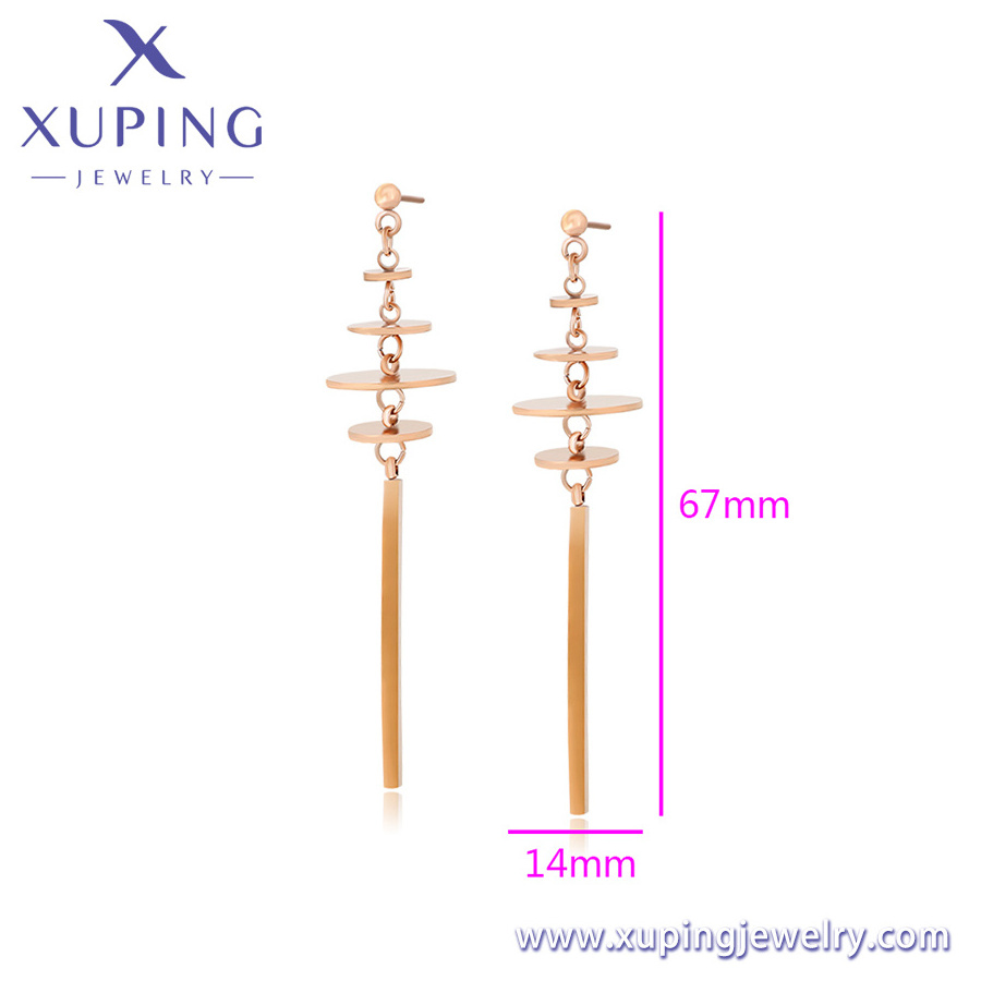 80923 XUPING Jewelry Rose Gold Color Stainless Steel Dangle Earrings Elegant Fashion Jewelry Earrings