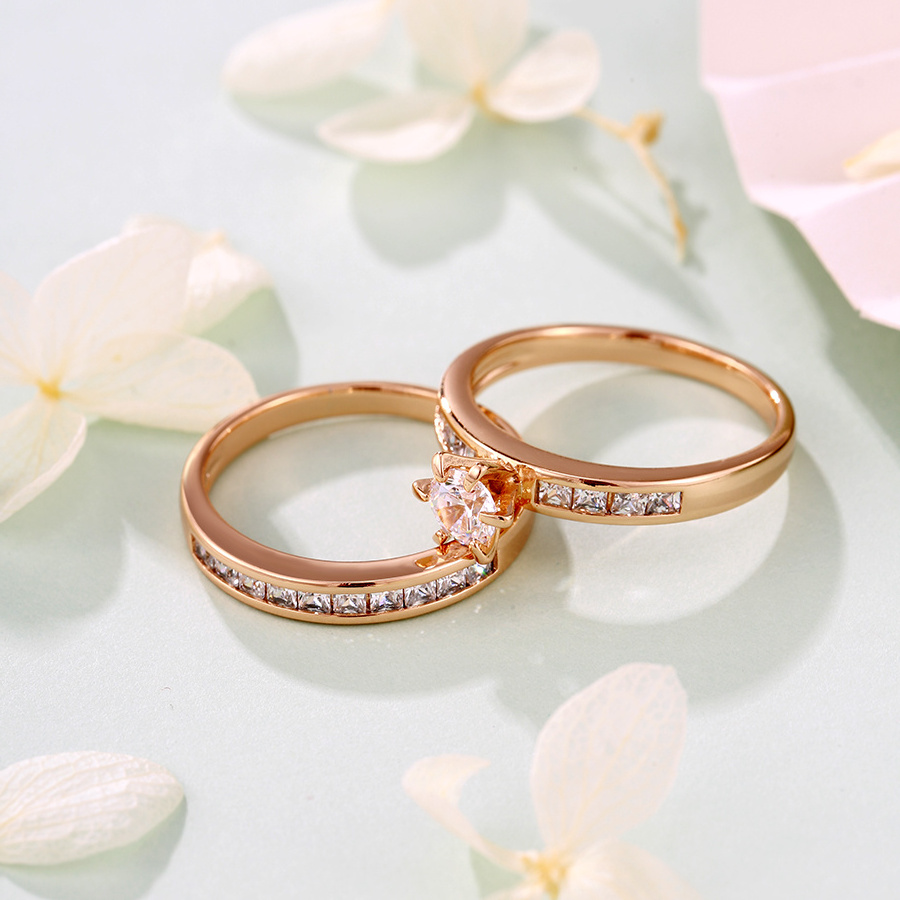 K-R001 XUPING Jewelry Bridal Lady Crystal Fashion Stone Jewelry Rings Couple 18K Gold Plated Gold Copper Jewelry Rings