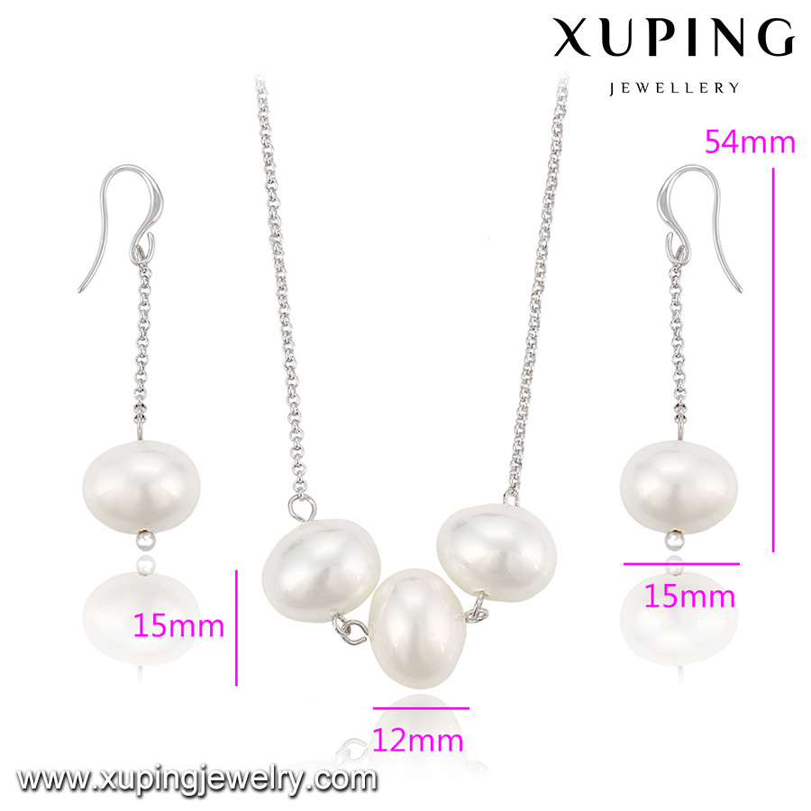 63830 Unique Ladies White Color Fashion pearl earring pendant Jewelry Set