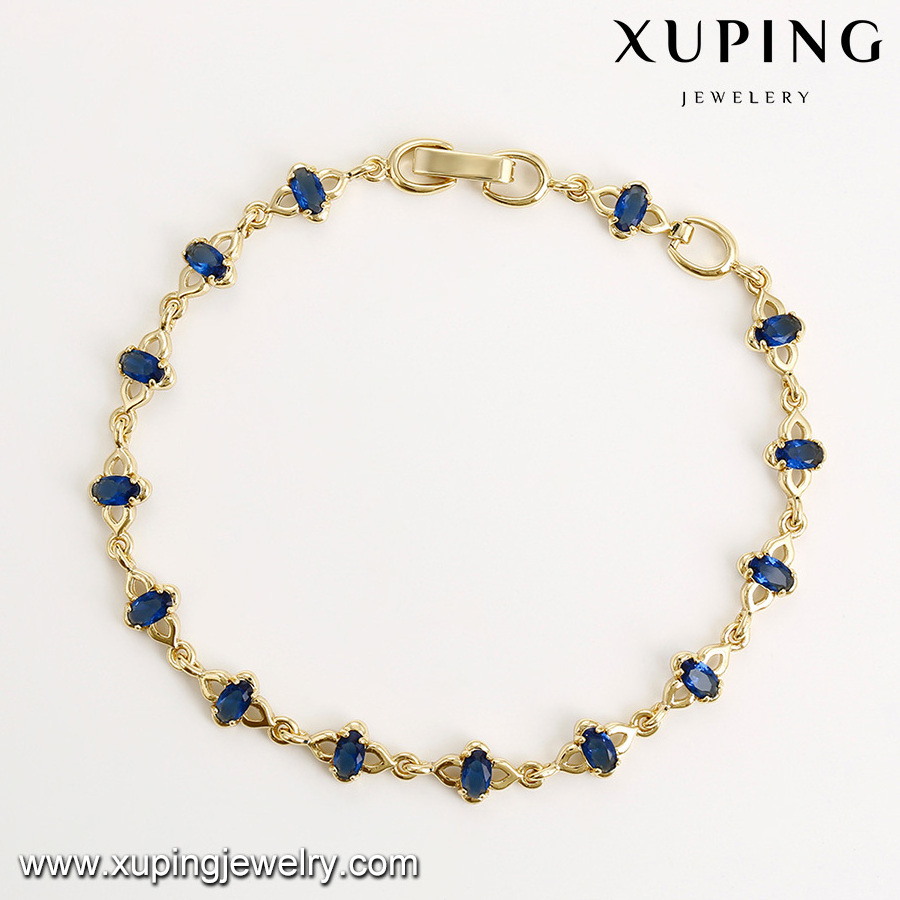 74854 Hot stylish design fine quality women jewelry 14k gold color elegant CZ stone chain bracelet