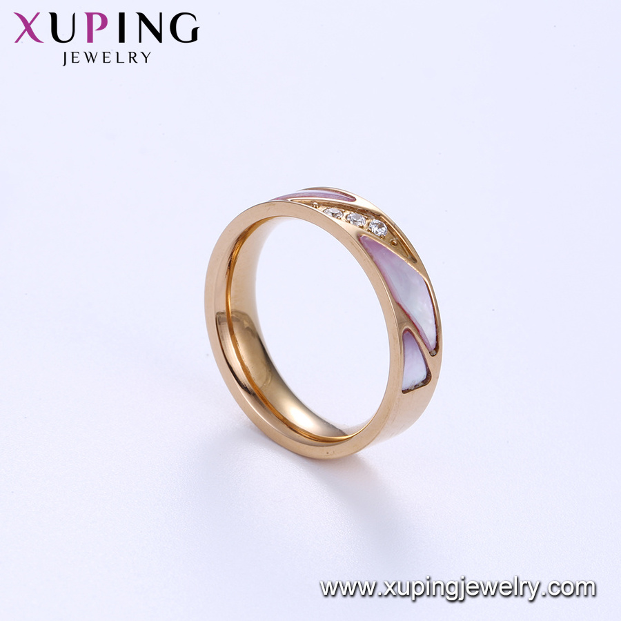 15119 xuping fashion stainless steel jewelry rose gold color synthetic zircon ring