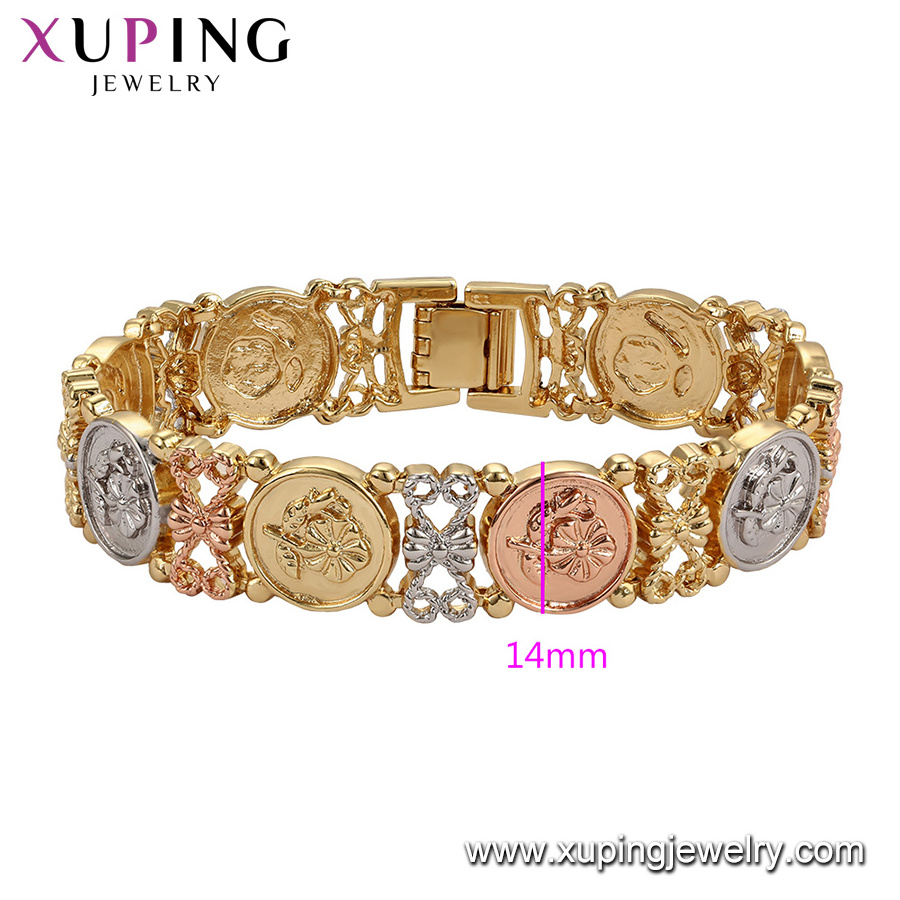 76335 xuping no stone fashion chain multicolor gold planted  flower copper bracelet for women