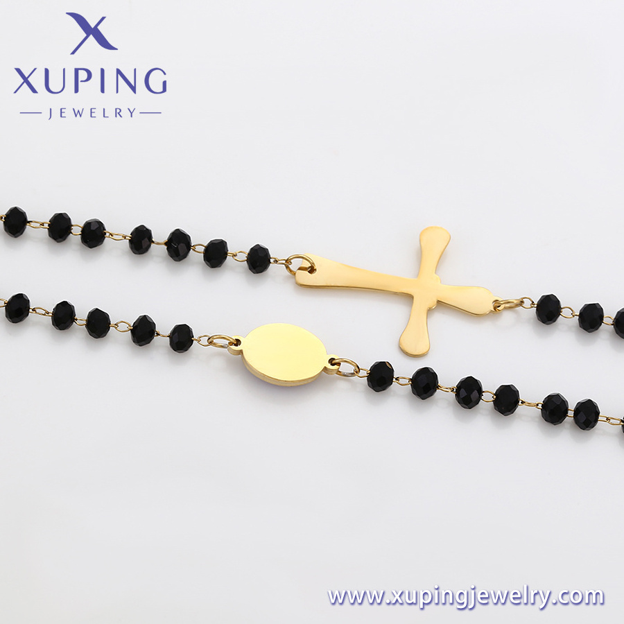 A00794701 Xuping jewelry Black crystal set blue diamond cross pendant rose gold noble lady bracelet