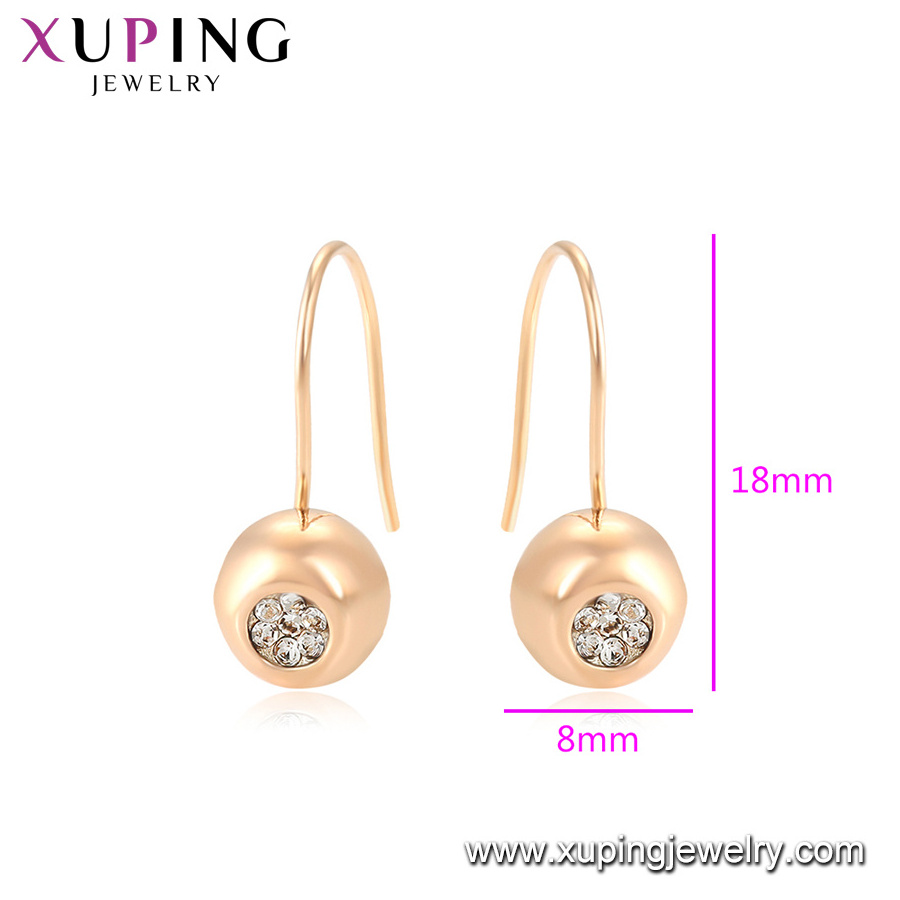 94589 Xuping Jewelry Simple design and Popular Hoop ball Earrings with 18K Gold Plated