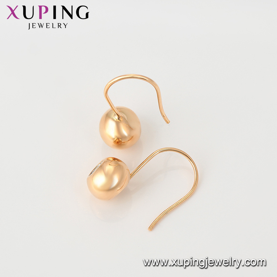 94589 Xuping Jewelry Simple design and Popular Hoop ball Earrings with 18K Gold Plated