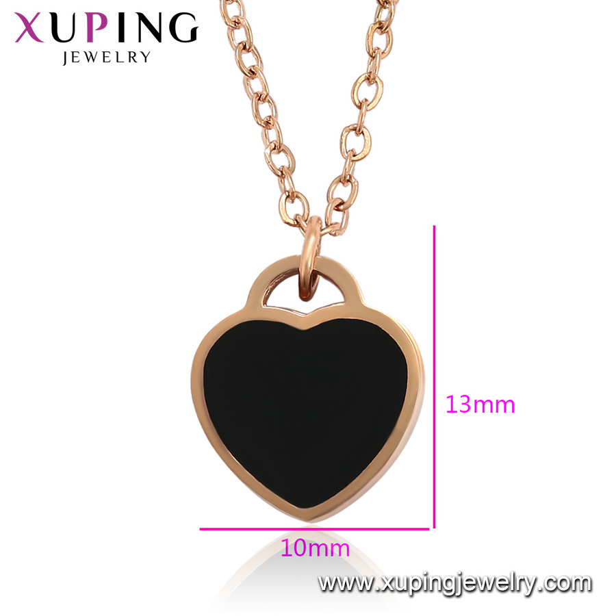 46370 xuping New rose gold gold plated stainless steel heart-shaped pendant necklace