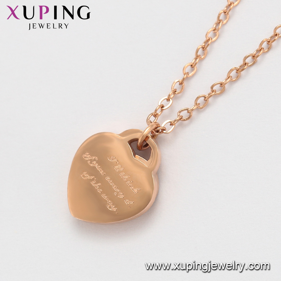 46370 xuping New rose gold gold plated stainless steel heart-shaped pendant necklace