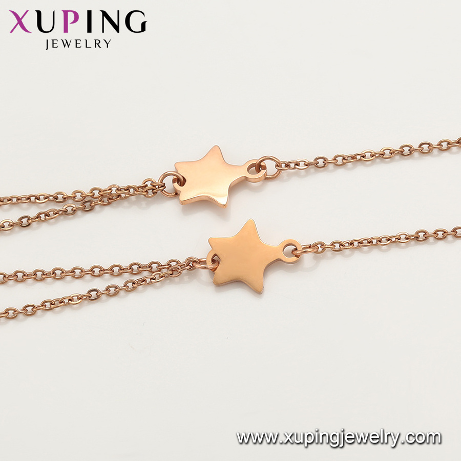 46546 Xuping jewelry simple fashion snow double chain rose gold stainless steel light luxury pendant necklace