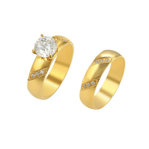 R-86 Xuping Jewelry exquisite diamond set 24K gold vintage classic proposal wedding couple stainless steel ring