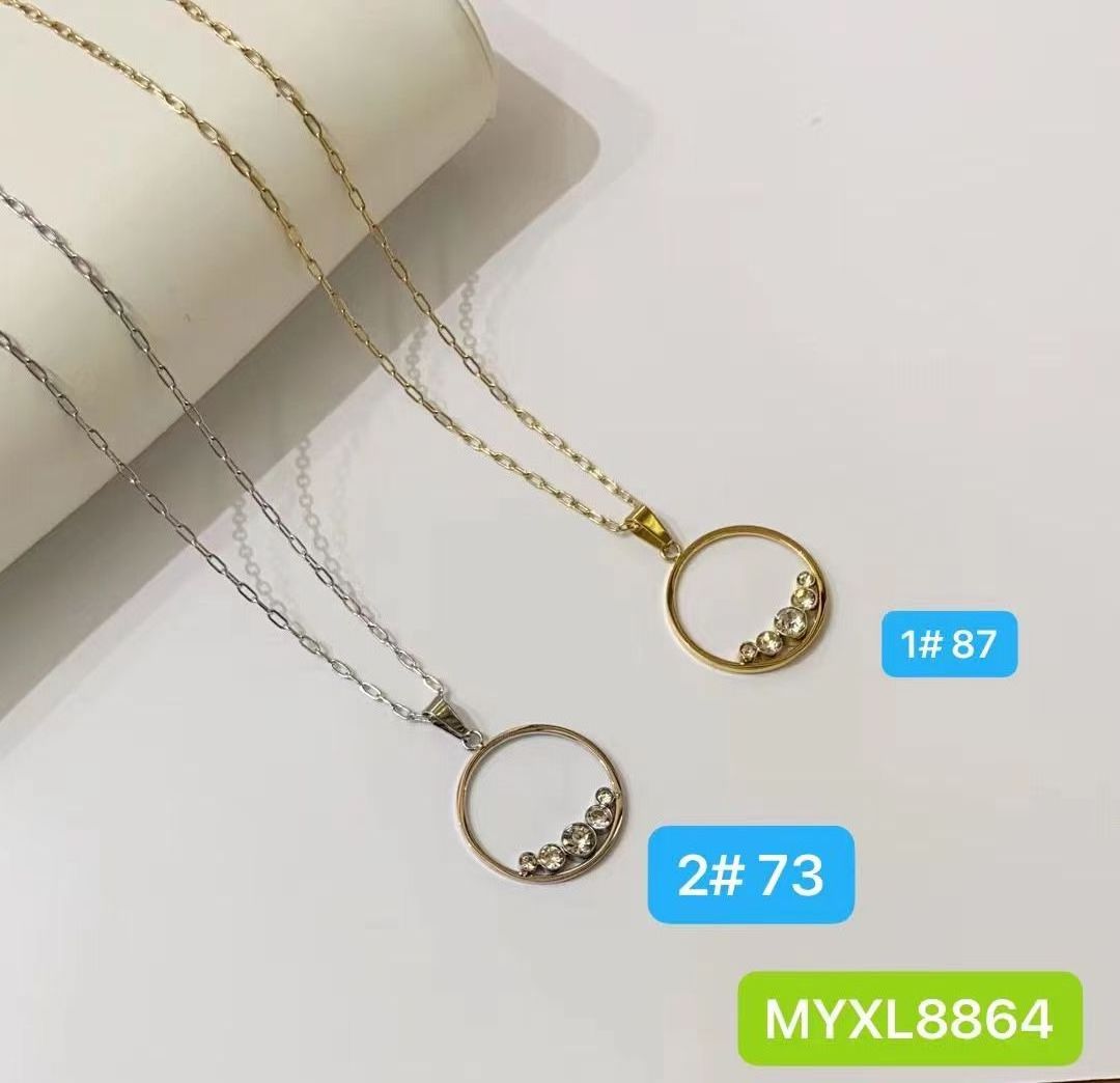 TTM XuPing Trend Vintage Pearl Necklace PVD Chain Necklace Stainless Steel Half Chain Half Pearl Connection Necklace for women